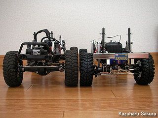 Axial(アキシャル)・SCX10・ジープ ラングラー G6 製作記 ～ SCX10 と ソウバック（SAWBACK） のシャーシ比較 ～ 正面